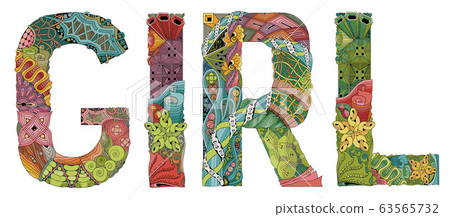 Word GIRL with falling leaves. Vector decorative Word GIRL with falling leaves. Vector decorative 63565732