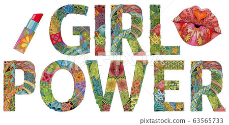 Words GIRL POWER. Vector decorative zentangle Words GIRL POWER. Vector decorative zentangle 63565733
