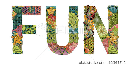 Word FUN. Vector decorative zentangle object Word FUN. Vector decorative zentangle object 63565741