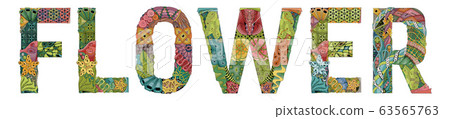 Word FLOWER. Vector decorative zentangle object Word FLOWER. Vector decorative zentangle object 63565763