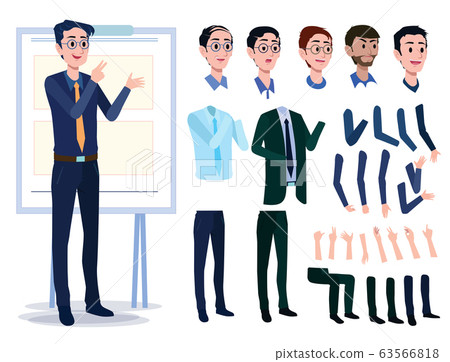 Male Business Character Vector Set. Creation Set body. Business Man Cartoon Character in stylish clothing. Illustration men Office. Male Business Character Vector Set. Creation Set body. Business Man Cartoon Character in stylish clothing. Illustration men Office. 63566818