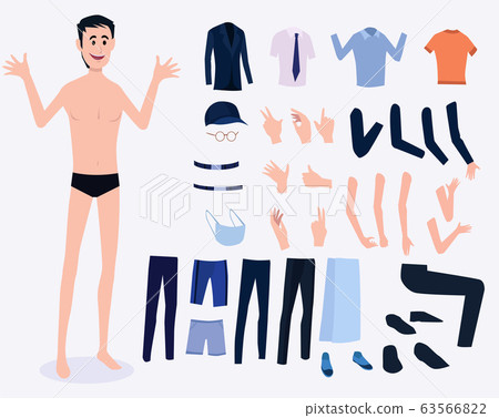 Male Business Character Vector Set. Creation Set body. Business Man Cartoon Character in stylish clothing. Illustration men Office. 63566822