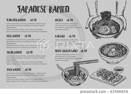 Vintage food sketch, Hand drawn Japanese ramen menu, Vector Vintage food sketch, Hand drawn Japanese ramen menu, Vector 63566858
