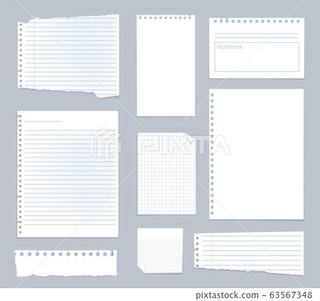 Note papers. Lined notes set stripe sheets vector notebook template 63567348