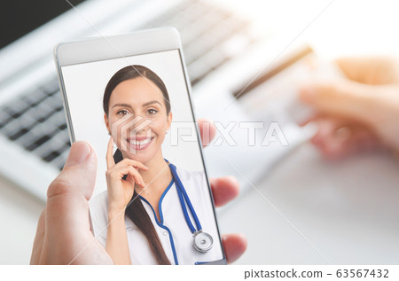 Doctor video chat consultation. Telehealth concept Doctor video chat consultation. Telehealth concept 63567432
