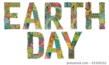 Earth day. Vector decorative zentangle object Earth day. Vector decorative zentangle object 63569102