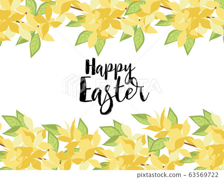 Yellow flowers card Happy Easter 63569722
