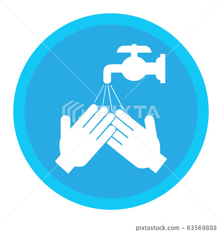 Hands under falling water out of tap. Man washes Hands under falling water out of tap. Man washes 63569888