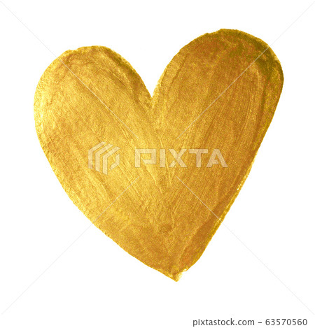Gold paint brush Valentine heart on white Gold paint brush Valentine heart on white 63570560