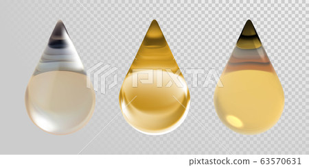 Gold oil drops isolated on transparent background. Gold oil drops isolated on transparent background. 63570631