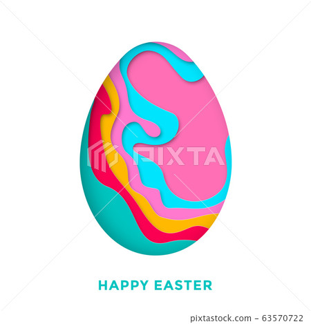 Happy Easter greetong card with Easter colored egg Happy Easter greetong card with Easter colored egg 63570722