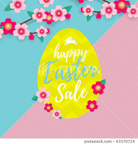 Vector Happy Easter Sale banner with paper cut Vector Happy Easter Sale banner with paper cut 63570724