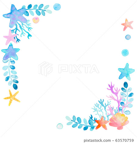 Dream color watercolor sea frame square 01 - Stock Illustration ...