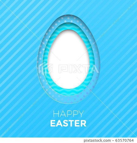 Happy Easter greeting card of egg paper cut for 63570764