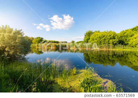 Day on a calm river 63571569