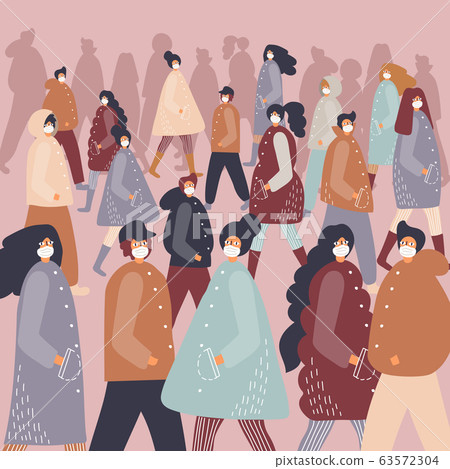 crowd of masked men, protection from coronavirus crowd of masked men, protection from coronavirus 63572304