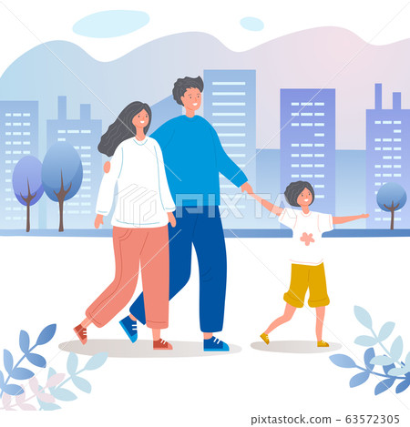 Happy family walks around the city vector illustration Happy family walks around the city vector illustration 63572305
