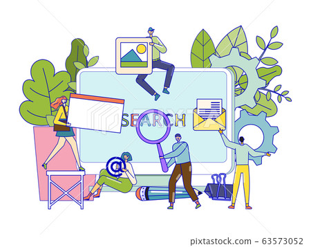 Web page development concept, tiny people create website, team of programmers, vector illustration 63573052