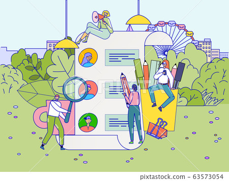 We are hiring, tiny people search job applications, recruitment team concept, vector illustration 63573054