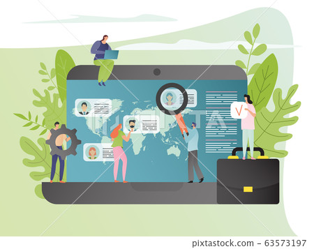 Know your customer concept, tiny people research client database online, vector illustration Know your customer concept, tiny people research client database online, vector illustration 63573197