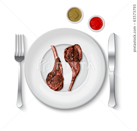 Lamb chop with sauce illustration Lamb chop with sauce illustration 63573793