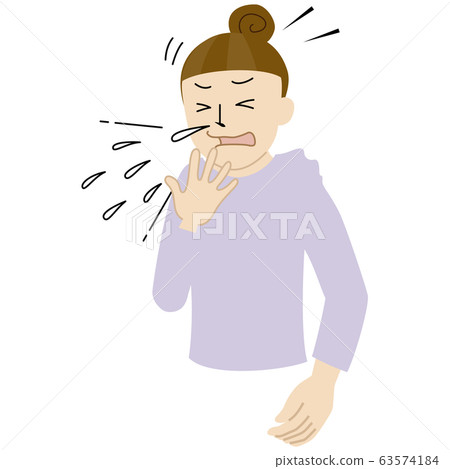 Illustration of a woman sneezing violently - Stock Illustration ...