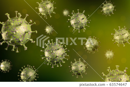 Coronavirus Virus Outbreak, Microbiology And Virology Concept, 3D Rendering 63574647