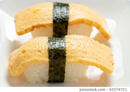 Nigiri sushi and egg. Nigiri sushi and egg. 63574721