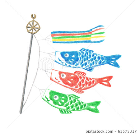 Dad's Festival Carp streamer Color pencil drawing 63575317