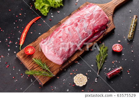 Fresh pieces pork ready to cook 63575529