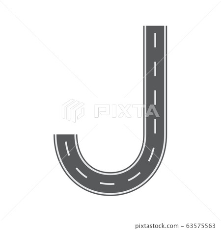 J letter for Road or street font. Flat and solid color vector illustration. 63575563