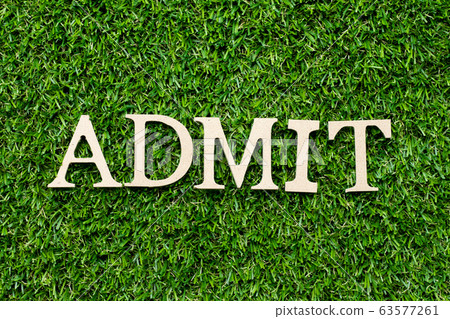Wood alphabet letter in word admit on green grass Wood alphabet letter in word admit on green grass 63577261