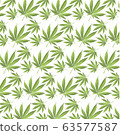 Cannabis leaf on green background. ESP pattern 63577587