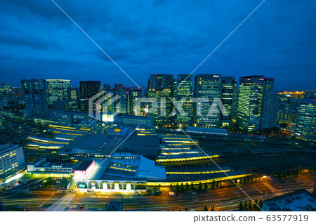 品川鳥瞰圖建築物辦公區夜景東京全 63577919