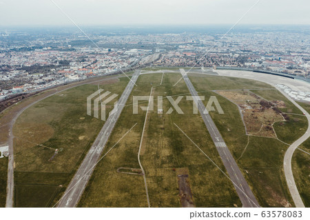 aerial photo of an airport's runway Tempelhofer Feld, Berlin 63578083
