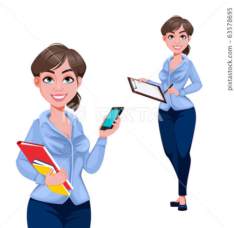 Young beautiful business woman cartoon character - Stock Illustration  [63578695] - PIXTA