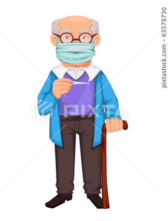 Elderly man wearing a protective mask 63578730