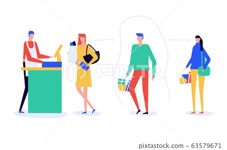 Social distancing advice - flat design style illustration 63579671