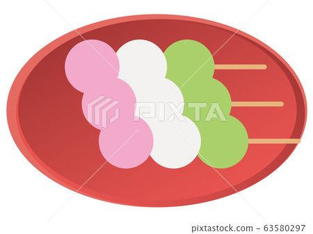 Set of tricolor dumplings and red round plate Set of tricolor dumplings and red round plate 63580297