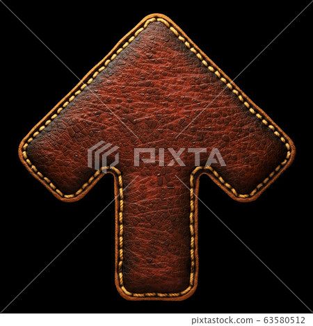 Symbol up arrow made of leather. 3D render font with skin texture on black background. Symbol up arrow made of leather. 3D render font with skin texture on black background. 63580512