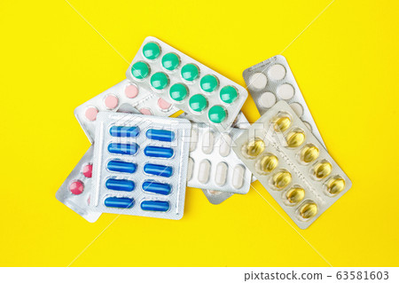 group of pharmaceutical medication and medicine pills in packs group of pharmaceutical medication and medicine pills in packs 63581603