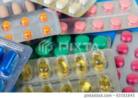 group of pharmaceutical medication and medicine pills in packs group of pharmaceutical medication and medicine pills in packs 63581645