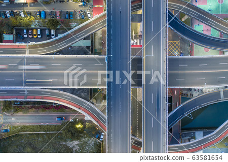 Traffic Circle roundabout Aerial View - Traffic Traffic Circle roundabout Aerial View - Traffic 63581654