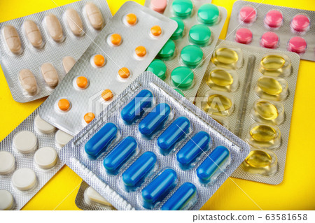 group of pharmaceutical medication and medicine pills in packs group of pharmaceutical medication and medicine pills in packs 63581658