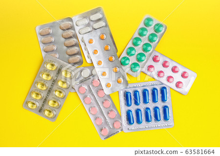 group of pharmaceutical medication and medicine pills in packs group of pharmaceutical medication and medicine pills in packs 63581664