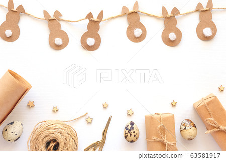 Set of materials for packing holiday gifts. Kraft Set of materials for packing holiday gifts. Kraft 63581917