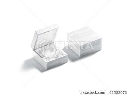 Blank white opened and closed gift box with silk mockup 63582073