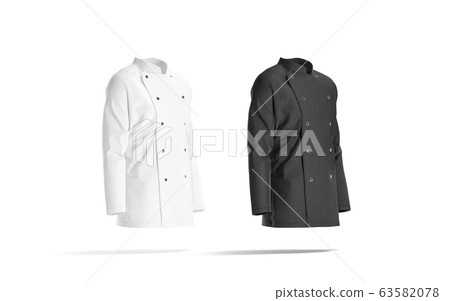 Blank black and white chef jacket mockup, side view 63582078