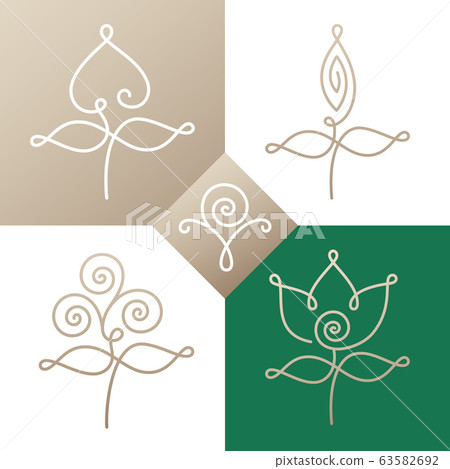 Logo set linear flower one - Stock Illustration [63582692] - PIXTA