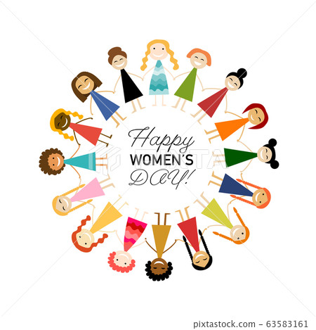 International Women s Day. Vector illustration with cute women for your design card, poster, flyer and other. Female characters International Women s Day. Vector illustration with cute women for your design card, poster, flyer and other. Female characters 63583161